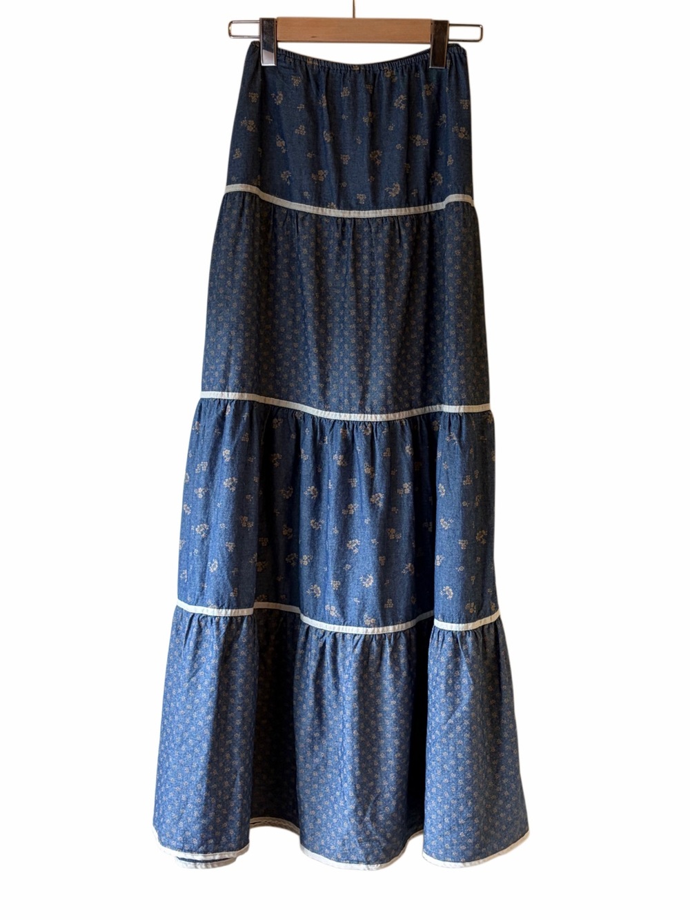 Zara Blue Floral Tiered Maxi Skirt
